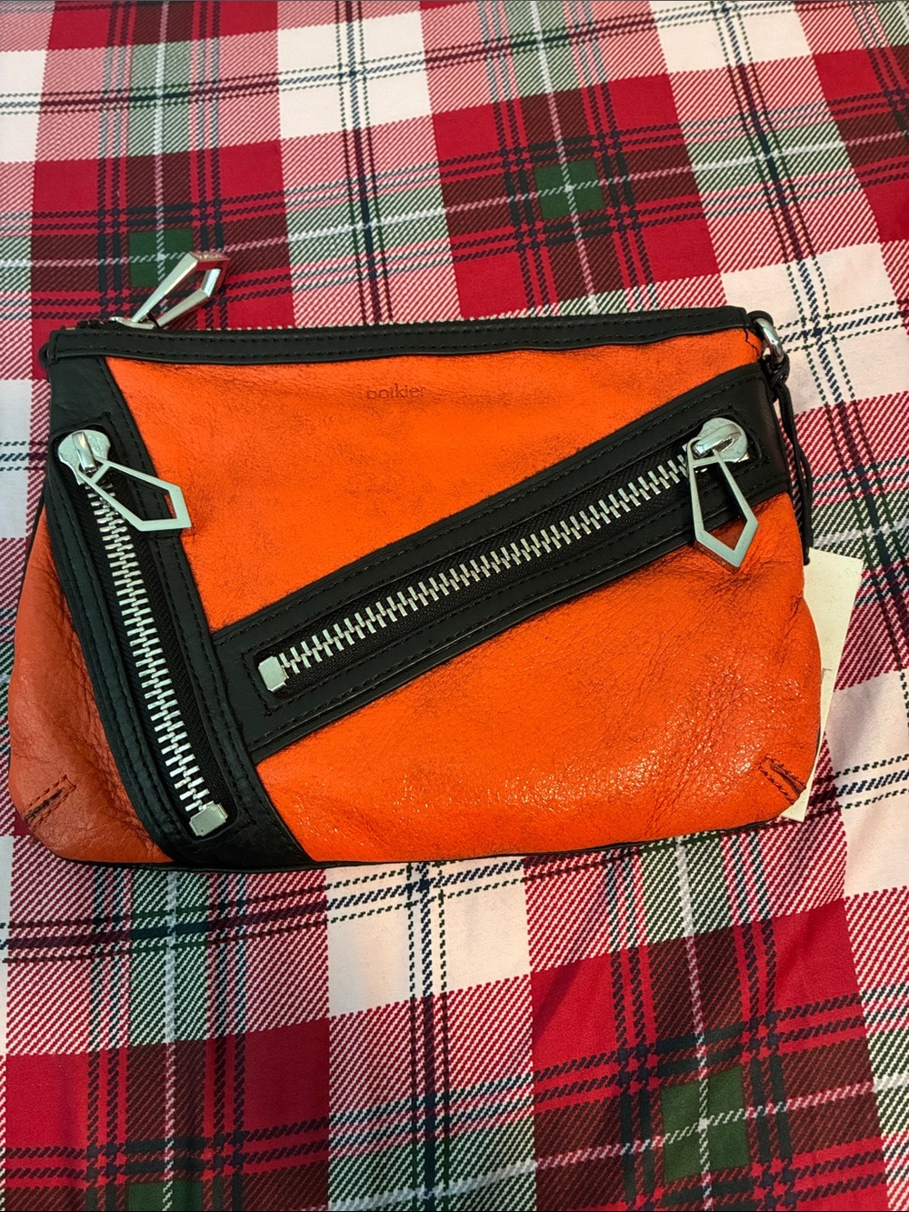 Botkier Orange and Black Leather Crossbody Clutch